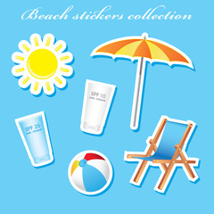 Colorful sunny beach stickers collection