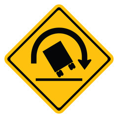 Warning traffic sign TRUCK ROLLOVER REDUCE SPEED