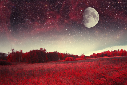 Red Night. Elements Of This Image Furnished By NASA