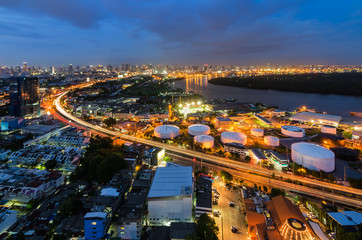 Bangkok cityscape with curve line