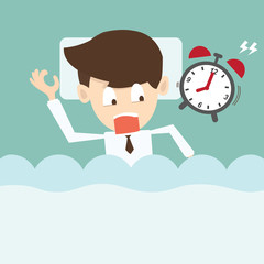 businessman  with alarm clock lateness or a deadline
