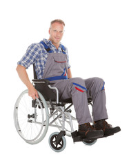Fototapeta na wymiar Manual Worker In Wheelchair