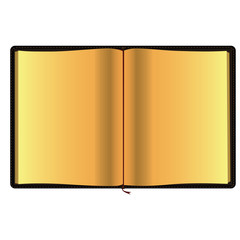 Blank notebook with golden pages. Raster