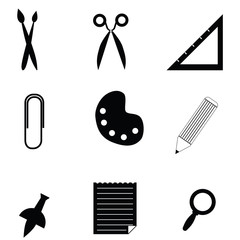 Black icons subjects to teach. Raster