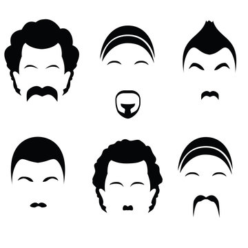Icons of different hairstyles. Raster