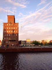 urban landscape at sunset in Gdansk