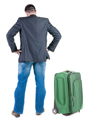 Businessman traveling with suitcas