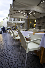 Restaurant dehor in Milan city centre. Color image