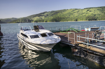 Fototapeta premium Speed boat at dock