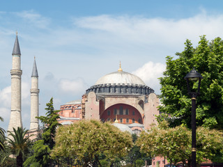 Fototapeta na wymiar View to Hagia Sophia Mosque, Istanbul, Turkey