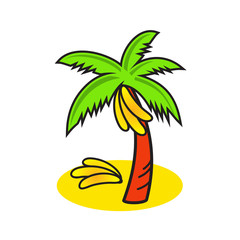 Vector banana tree Isolated on white background