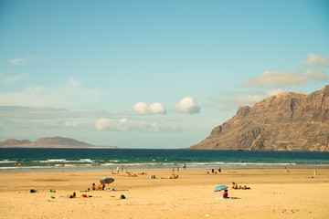 Fototapeta na wymiar Beach view at Caleta de Famara, Lanzarote