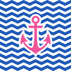 Simple geometric nautical card with anchor © Yuzach