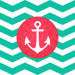 Simple geometric nautical card with anchor © Yuzach