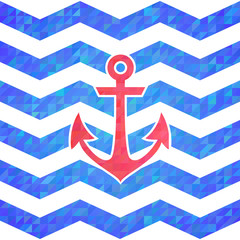 Simple geometric nautical card with anchor © Yuzach