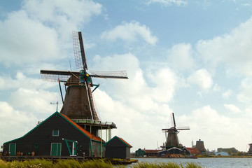 Fototapeta na wymiar Traditional dutch windmills