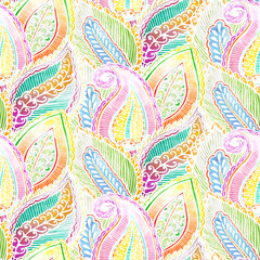 Seamless ethnic pattern white