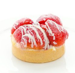 Strawberry tart isolated on white