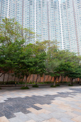 Pedestrian street and big apartment building