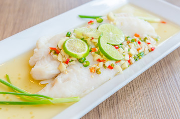 Steamed basa fish