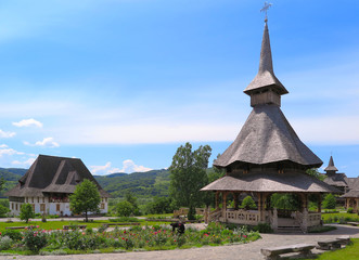 Fototapeta na wymiar Barsana monastery complex in Maramures in Romania