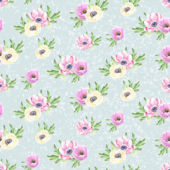 Seamless watercolor flowers background pattern