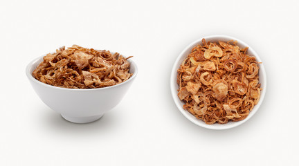 dry onion  white background, view from front and top