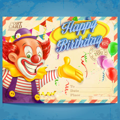 card birthday clown