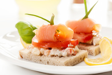 Sandwich with smoked salmon