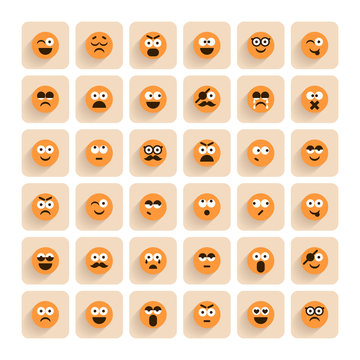 Set of emotion smiling faces icons