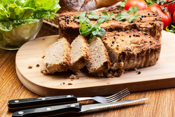 Traditional delicious meat pate with vegetables