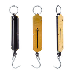 bronze pocket weighing scale isolated on white background