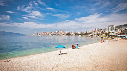 Fototapeta na wymiar Pablic beach in Saranda, Albania.