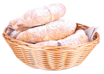 Tasty bagels with sugar powder