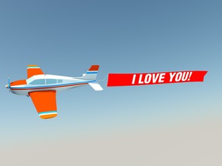 Plane with I love you banner