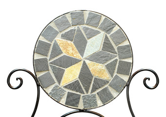 Garden mosaic stone chair  on white background