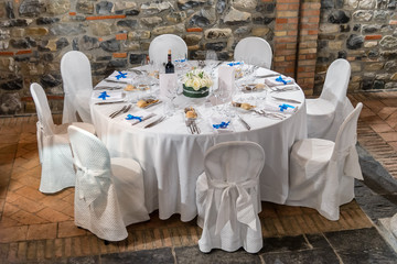 Table set for an event party or wedding reception