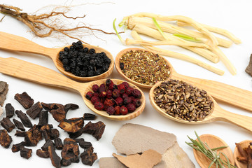 Traditional chinese herbal medicine ingredients, close-up