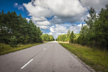 long and empty road on Saaremaa island, Estonia