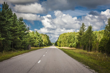 Fototapeta premium long and empty road on Saaremaa island, Estonia