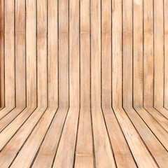 Empty wooden room,interior background,perspective view