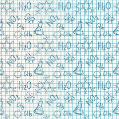 Chemical seamless pattern. Vector background.