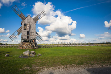 Obraz premium wooden windmill in Angla, Saaremaa island, Estonia