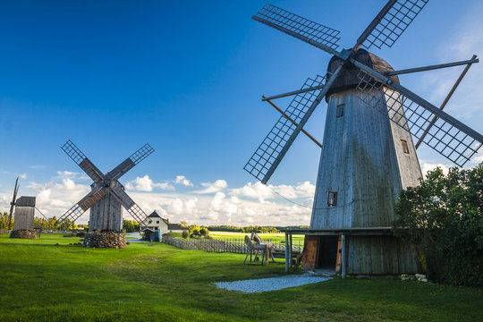 wooden windmill in Angla, Saaremaa island, Estonia