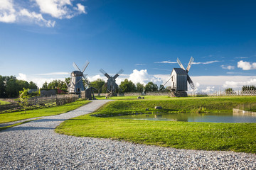 wooden windmill in Angla, Saaremaa island, Estonia - obrazy, fototapety, plakaty