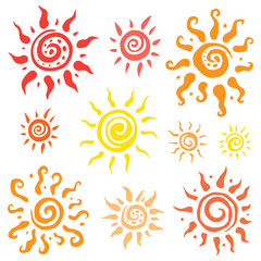 Sun set.  Vector hand drawn illustration.