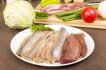 Herring fillet with caviar