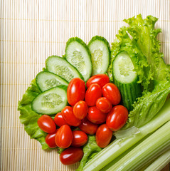 Lettuce, cucumber, tomato and celery