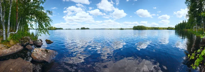 Photo sur Plexiglas Été Panorama d& 39 été du lac Rutajarvi (Finlande).