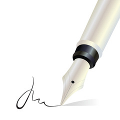 Signing with a fountain pen isolated object - 67428954